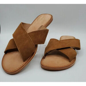 Ariat Women's Unbridled Ava Flat Sandal, Soft Cognac Suede Leather, Size 9 US